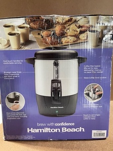 lot 190 image: Hamilton Beach 40 Cup Dispensing Coffee Urn Brushed Metal Finish