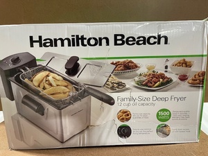 lot 193 image: Hamilton Beach Family-Size Deep Fryer 1500W 12 Cup Capacity