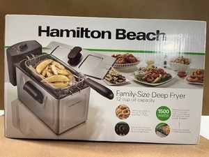 lot 202 image: Hamilton Beach Family-Size Deep Fryer 12 Cup Oil Capacity 1500W
