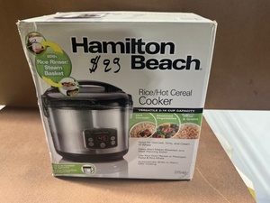 lot 228 image: Hamilton Beach Rice and Hot Cereal Cooker with Rice Rinser Basket