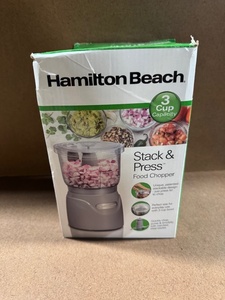 lot 254 image: Hamilton Beach Stack & Press 3-Cup Food Chopper in Box