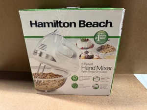lot 255 image: Hamilton Beach 6 Speed Hand Mixer with Snap-On Case