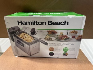 lot 258 image: Hamilton Beach Family-Size Deep Fryer 12 Cup Oil Capacity