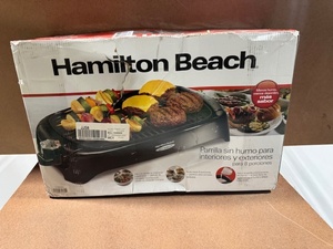 lot 265 image: Hamilton Beach Indoor Outdoor Smokeless Grill in Original Box