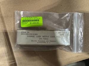 lot 19SK image: Old Glass Syringe (587446) Luer Needle Lock 3 cc.