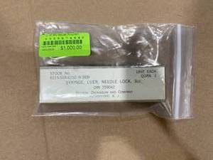 lot 28SK image: Old Glass Syringe (587444) Luer Needle Lock 3 cc.
