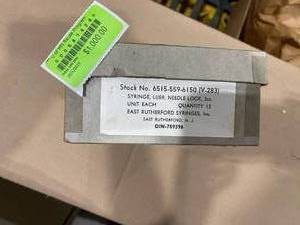 lot 38SK image: Twelve Glass Syringes (587428) Luer Needle Lock 3 cc.