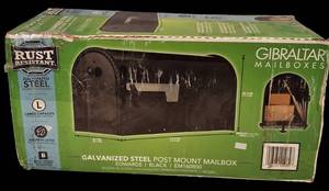 lot 62 image: Edwards - Galvanized Steel Post Mount Mailbox Black   Model EM160B00