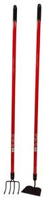 lot 74 image: Bond Garden Tools - (1) Long Handle Fiberglass 4 Tine Cultivator  & (1) Garden Hoe Fiberglass Handle 54 in OAL