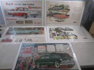 lot 112 image: (B-1) 5 Vintage Larger Car Advertis...