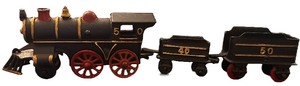 lot 054 image: vintage cast-iron toy train set, 11.75 , 2 pounds.