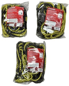 lot 144 image: Qty 3Husky Cargo Net Bungee Cord Hook Tie-Down End Type Adjustable Yellow and Black