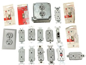 lot 180 image: Electrical Outlet Ground Fault Circuit Interrupter Outlets  Standard Duplex Receptacles  Outlet Boxes Bundle