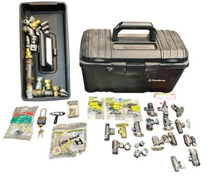 lot 239 image: Toolbox with Plumbing Fittings, Locks and Hardware Accessories