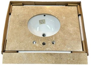 lot 232 image: Home Decorators Collectors Collection, Marble Vanity Top with Bowl, 34.75 X 26 X 12.2 Brand New in Box