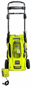 lot 021 image: Ryobi 40V Brushless 20In Cordless Battery Walk Behind Push Lawn Mower with Charger, No Battery No Bag B