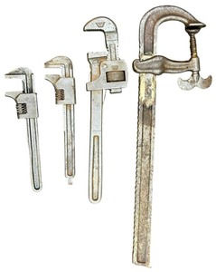 lot 028 image: Vintage Wrench and Clamp Bundle, Qty 4