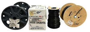 lot 223 image: Spools of Wire Bundle, 182 CMRCL3R, RGB 3 COND Mini Coax Black, A