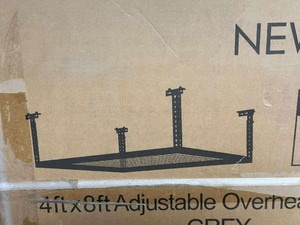 lot 354 image: GREY Adjustable Overhead Rack Garage Storage 4 X 8 by New Day