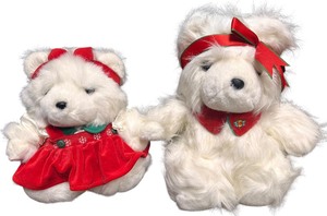 lot 222 image: Vintage 1987 Dayton Hudson Santa Bear 1995 Dayton Hudson Miss Santa Bear