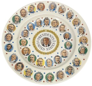 lot 361 image: Vintage U. S. Presidential portraits souvenir plate