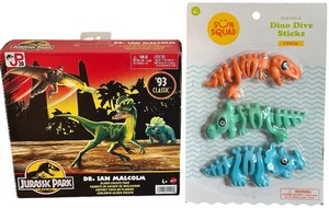 lot 280 image: New Jurassic Park 93 Classic Dr. Ian Malcolm Glider Escape PackSun Squad Dino Diver 3-Pack