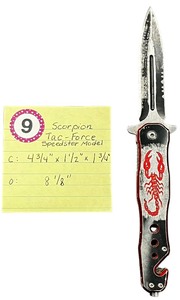 lot 409 image: TAC FORCE RED SCORPION ASSISTED OPEN RESCUE KNIFE TF-664BR-S ZIX