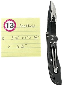 lot 413 image: Sheffield Pocket Knife Lockback Single Blade Stainless Steel Black