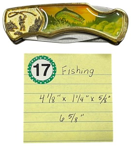 lot 417 image: Collectible Franklin Trout Fishing foldable knife with case Mint