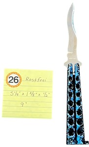 lot 326 image: 9 Inch Kriss Blade Butterfly Knife (Blue)