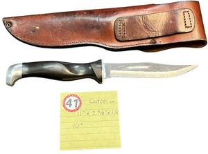 lot 341 image: Vintage Cutco 1769 Serrated Edge Hunting knife PAT NO 2390544 W Leather Sheath
