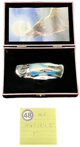 lot 348 image: BEAUTIFUL COLLECTIBLE NATIVE AMERICAN WOLF POCKET KNIFE