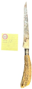 lot 349 image: VINTAGE ANTLER HANDLED CARVING KNIFE - (STAR) ROGERS & BRO