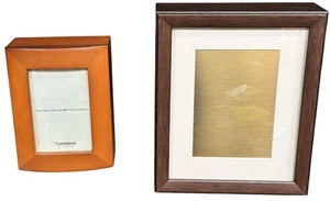 lot 158 image: Crate & Barrel 4x6 photo storage box,vintage-style wooden picture frame with a matted opening