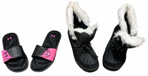 lot 040 image: Under Armour Ignite IX slides size6Ozark Trail Faux Fur Cold Weather Boots Black Womens Size 9