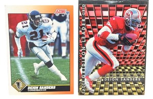 lot 111 image: Rare Bundle NEAR MINT Deion Sanders Football Trading Cards