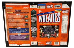 lot 260 image: Framed vintage Wheaties cereal box featuring NFL players Marcus Allen