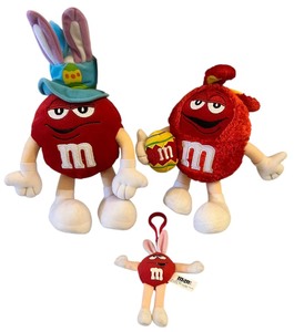 lot 178 image: M&M Bundle plush toy of the Three Red M&Ms character dressed as an Easter bunny