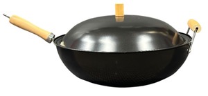 lot 214 image: Joyce Chen Classic Series Carbon Steel Wok. It is a 14-inch wok with a flat bottom