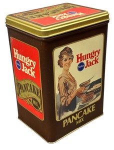 lot 457 image: vintage Hungry Jack buttermilk pancake mix tin from the 1980s