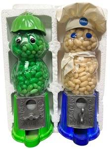 lot 464 image: Vintage Pillsbury Doughboy gumball machine. It is a collectible, coin-operated vending machinevintage Little Green Sprout jelly bean or gumball dispenser
