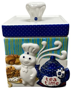 lot 473 image: Vintage Pillsbury Doughboy Tea Time canister from the Danbury Mint collection
