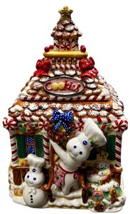 lot 475 image: Vintage Danbury Mint PILLSBURY DOUGHBOY CHRISTMAS GINGERBREAD COOKIE JAR  COA NUMBERED