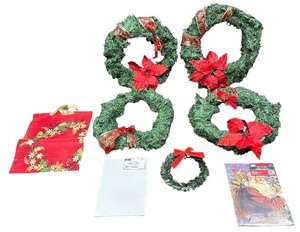 lot 501 image: Large beautiful Vintage wreath bundle with vintage gift bags