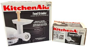 lot 506 image: Bundle Of KitchenAid FGA Food Grinder AttachmentKitchenAid Sausage Stuffer Stand Mixer Attachment