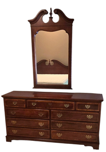 lot 3K image: MLBR - Stoneleigh Dresser with Mirror, 9-Drawer Bureau