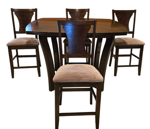 lot 15K image: LLFR - Square Counter-Height Dining Table with 4 Upholstered Stools