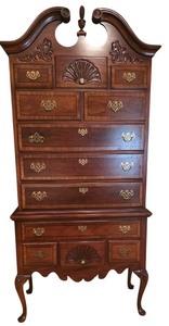 lot 6K image: MLBR - Stonleigh 2 Piece Highboy Chest with Carved Details and Brass Hardware