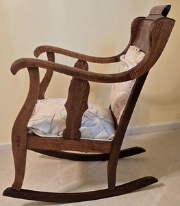 lot 13K image: LLBR2 - Antique Oak Rocking Chair with Floral Upholstery