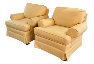 lot 24D image: TVRM - Pair of Clayton Marcus Upholstered Armchairs with Textured Fabric